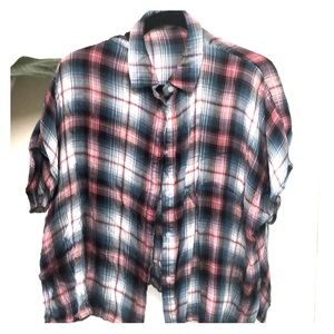 Button down plaid t-shirt